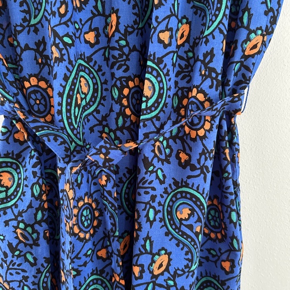 J. Crew Factory Blue Paisley Cotton Sundress Scoop Neck with Belt Size XS - Picture 7 of 14